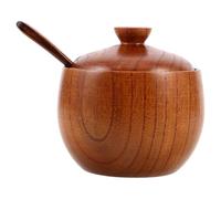 DOITOOL Tarro de Madera Maciza para Condimentos con Tapa y Cuchara Dosificadora Especiero con Tapa para Sal y Especias Recipiente Hermético para Cocina Organizador Práctico para Uso