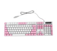 DOITOOL Teclado Mecánico Retroiluminado RGB para Juegos, Tamaño Completo Cable, Teclas Duraderas y Pulsación Silenciosa, Diseño Bicolor Blanco y Rosa, Adecuado para Gamers y Uso Prolongado