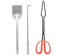 DOITOOL Tenazas Metálicas Pala Gruesa de Hierro Fundido Pequeña y Atizador Resistente para Limpieza de Cenizas y Carbón Doméstico