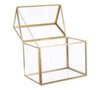 DOITOOL Terrario de Cristal en Forma de Casa Pequeña Caja Geométrica Dorada para Plantas Suculentas Mini Invernadero de Mesa para Decoración Interior y Centros de Mesa