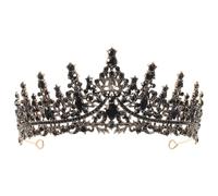 DOITOOL Tiara de Novia Negra Barroca Gemas de Imitación, Diadema de Boda para Mujer, Accesorio Elegante para Eventos, Graduaciones y Fiestas Obsequios