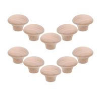 DOITOOL Tiradores de Madera Maciza Redondos para Cajones y Gabinetes Pomos Orificio 10 Piezas Acabado Lijado Diseño Ergonómico para Muebles de Tocador y Cocina