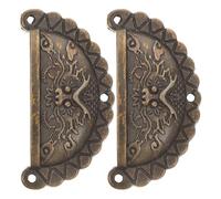 DOITOOL Tiradores Vintage de Cocina 2 Piezas, Tirador para Armario y Cajón Diseño Cabeza de León y Media Caña, Manija de Aleación Metálica en Bronce Envejecido, Tamaño Mediano,