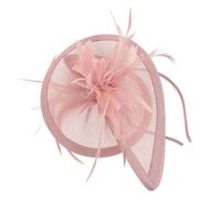 DOITOOL Tocado Años 20 para Mujer, Tocado de Mujer, Diadema Fascinator Rosa de Plumas y Lino, Fácil de Llevar, No Daña el Cabello, para Fiesta de Té y Banquete