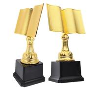 DOITOOL Trofeo Infantil de Competición Lectura 2 Piezas Plástico Dorado Forma Libro Premio Reconocimiento Logro para Concurso y Amantes de Libros