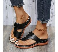 DOIX Chanclas Correctoras de Juanetes para Mujer Sandalias de Cuña Cómodas de Verano con Soporte de Arco Zapatos para Caminar Zapatillas Antideslizantes para Exteriores,Negro,US4/EU35
