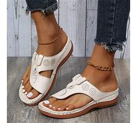 DOIX Chanclas Correctoras de Juanetes para Mujer Sandalias de Cuña Cómodas de Verano con Soporte de Arco Zapatos para Caminar Zapatillas Antideslizantes para Exteriores,Beige,US7/EU38