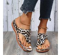 DOIX Chanclas Correctoras de Juanetes para Mujer Sandalias de Cuña Cómodas de Verano con Soporte de Arco Zapatos para Caminar Zapatillas Antideslizantes para Exteriores,Leopard Print,US7/EU38