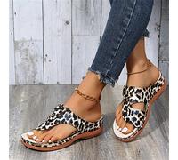 DOIX Sandalias Ortopédicas con Punta de Clip para Mujer Chanclas de Corrección de Juanetes para Exteriores de Verano Pantuflas Correctoras de Juanetes Zapatos Casuales,Leopard Print,US9/EU40