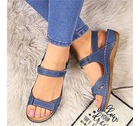 DOIX Sandalias Soporte Arco Mujer Sandalias Correctoras Ortopédicas Pies Planos Sandalias Cuero para Fascitis Plantar Cómodos Zapatos de Playa para Caminar Al Aire Libre,Azul,US5/EU36