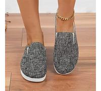 DOIX Zuecos para Caminar Mujer Zapatos de Mula Plana de Verano de Moda 2023 Pantuflas con Punta Cerrada Chanclas Mocasín de Lona Informal Zapatos de Conducción,Negro,US11/EU42