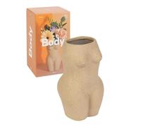 DOIY - Jarrón Decorativo Moderno - Diseño en Forma de Cuerpo Femenino - Fabricado con Cerámica - Jarrón para Flores - Florero Decorativo - Color Beige - 10,5x9,6x18,8 cm