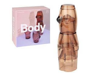 Doiy - Juego de Vasos de Cristal - Diseño de Cuerpo Femenino - Fabricados con Cristal - Vasos para Decorar Apilables - Apto para Lavavajillas - Color Marrón - 9x8,5x37cm - 4 Unidades