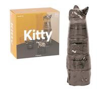 Doiy - Juego de Vasos de Cristal - Diseño en Forma de Gato - Fabricados con Cristal - Vasos para Decorar Apilables - Apto para Lavavajillas - Color Negro - 7x8x29cm - 4 Unidades