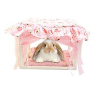 Doiyislem Casa para Hámsters | Refugio para Mascotas Pequeñas Cabaña | Estructura Escondite con Puerta de Flecos para Hámsters, Jerbos, Conejos y Chinchillas Albergue con Diseño Mascotas