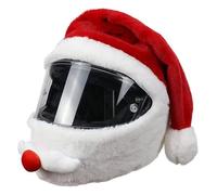 Doiyislem Funda De Casco Santa - Equipo De Motocicleta Navideña para Paseos Divertidos - Cubierta De Casco Integral con Gorro De Papá Noel - para Motocicleta Manejo Invernal Mujeres Hombres