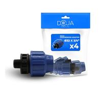 DOJA Barcelona Adaptador de Compresion Macho PP Rosca - Pack 4-32x3/4" - Conector para Tubo, Compresión Tubería Polietileno para Agua, Resistente a la Corrosión, Fácil Instalación