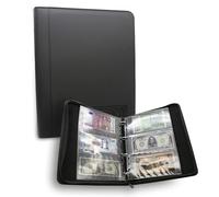 DOJA Barcelona | Album de Billetes con 120 Bolsillos | Libro de Cuero PU Organizador Numismatica Funda Billetes con Cremallera | 33x27 | Álbum Billetes para Coleccion de Euros, Dinero, Dolares…