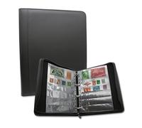 DOJA Barcelona | Album para Sellos | Libro Cuero PU Clasificador para Sellos con Cremallera y Anillas | 16 Hojas Doble Cara | Álbum Coleccionar y Guardar Sellos | Paginas Fundas Diferente Tamaño