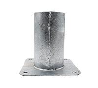 DOJA Barcelona | Anclaje Poste Redondo | PACK 4 | 81x150x150mm | Acero Galvanizado | Soporte Redondo para Poste con Base Atornillable | Soporte Postes de Madera, Vallas para Jardin, Barra Cortinas