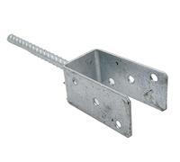 DOJA Barcelona | Anclaje Poste | Soporte en U para Postes | 121x325x120x18 mm | Acero Galvanizado | Pie de Postes para Vallas, Sombrilla Playa, Listones de Madera, Malla Metalica, Pergolas de Madera..