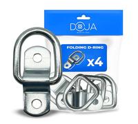 DOJA Barcelona Anclajes de Amarre en D - Pack 4 - Resistente a la Corrosión - Anillo Amarre Metálico para Pared y Suelo, Fácil Instalación, Versatilidad, Furgoneta, Remolques y argolla para Toldo