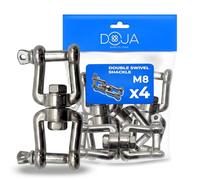 DOJA Barcelona Anillo Doble Giratorio Grillete - Pack 4 - Ø8mm - Grilletes Giratorios Doble, Anilla Giratoria, Diseño Versátil y Resistencia a La Corrosión para Cadenas Cables y Cinchas
