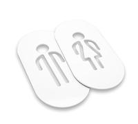 DOJA Barcelona | Aseos Hombre y Mujer | Blanco | 160 x 80 mm | Pack 1+1 | Letrero Puerta Baño Metacrilato | Señales WC para Oficina, Locales, Restaurante, Escuela