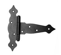 DOJA Barcelona | Bisagra Forja | 4 Bisagras Decoración | Zinc Negro | Bisagra en T 150x45x185x2,5 mm | Puertas Madera, Vallas Jardin, Vallas Piscina, Cerradura Puerta Exterior