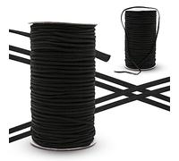 DOJA Barcelona | Bobina Cordones Elasticos | Pack 1 Bobina 200 M | Cordon Negro | Ø2,7mm | Poliamida y Elastano | Cuerda Elastica Resistente | para Abalorios para Hacer Pulseras, Costura Accesorios