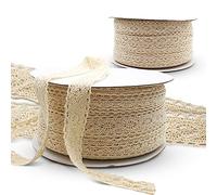 DOJA Barcelona | Cinta de Encaje Floral | Rollo 100m | Algodón | Pasacintas Encaje Bordado | Cinta para Decorar Tazas de Té, Jarrones, Invitaciones, Adornos de Navidad, Velas de Boda