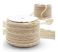 DOJA Barcelona | Cinta de Encaje | Rollo 100m | Algodón | Ovalado | Pasacintas | Bordado | Para Decorar Tazas de Té, Jarrones, Invitaciones, Adornos de Navidad, Velas de Boda