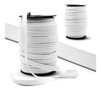 DOJA Barcelona | Cinta Elastica Coser | 50m | 10mm | Blanco | Cinta Elastica Costura de Poliéster y Goma | Bobina Goma Elastica Manualidades | Rollo Gomas Elasticas para Tapiceria, Sofa, Ropa