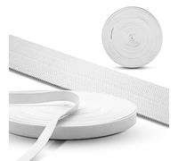 DOJA Barcelona | Cinta Elastica Coser | 50m | 20mm | Blanco | Cinta Elastica Costura de Poliéster y Goma | Bobina Goma Elastica Manualidades | Rollo Gomas Elasticas para Tapiceria, Sofa, Ropa