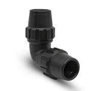 DOJA Barcelona | Codo de manguera de 20 mm | Acoplamiento hembra 90° de polietileno | Para riego, acuario, conector de tubo redondo, compresión