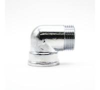 DOJA Barcelona | Codo Latón Cromado 90º | 1/2" | Pack 4 | Macho - Hembra | Para Instalaciones de Riego | Conector Para Tuberías de Radiadores y Aire Comprimido