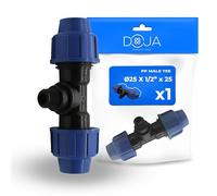 DOJA Barcelona Conector de Tubería de PP en T Hembra Rosca Interior - 25x1/2"x25mm - T de Polietileno para Agua Potable y Riego - Racor, Instalación Rápida, Material Robusto y Conexión Segura