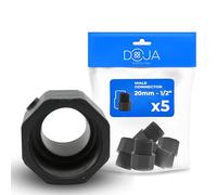 DOJA Barcelona Conector Rosca Macho Hexagonal PVC - Pack 5 - Ø20mm x 1/2" - Versatilidad en Aplicaciones - Racor PVC con Fácil Instalación - Adaptador Macho, Resistencia a la Corrosión