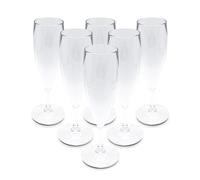 DOJA Barcelona | Copas Champagne de Plastico160 ml | Pack 6 | Copas Flauta | 195x68x2 mm | Plastico Transparente Policarbonato | Copas Plastico Duro Reutilizable | para Copas Novios Boda, Champan