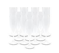 DOJA Barcelona | Copas de Champagne 160 ml | Pack 12 | Flauta | 195x68x2 mm | Plástico Transparente Policarbonato | Reutilizable | para Novios Boda, Champán