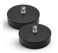 DOJA Barcelona | Embellecedor Lampara Techo | Negro | Pack 2 Piezas | Rosetones Techo 100 x 25mm | Floron Lamparas Techo | Roseton Metal | Accesorios Para Lamparas De Techo, Decoracion Habitacion