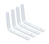 DOJA Barcelona | Escuadra Metalica Blanca | 250 x 200 mm | Pack 4 | Escuadras Metalicas Baldas | Angulos para Estanterias | Soportes Estanteria Pared en Angulo para Bricolaje, Soporte Estante...