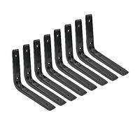 DOJA Barcelona | Escuadra Metalica Negro | 200 x 150 mm | Pack 8 | Escuadras Metalicas Baldas | Angulos para Estanterias | Soportes Estanteria Pared en Angulo para Bricolaje, Soporte Estante...