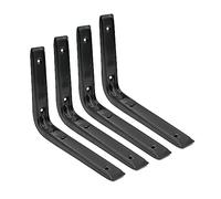 DOJA Barcelona | Escuadra Metalica Negro | 250 x 200 mm | Pack 4 | Escuadras Metalicas Baldas | Angulos para Estanterias | Soportes Estanteria Pared en Angulo para Bricolaje, Soporte Estante...