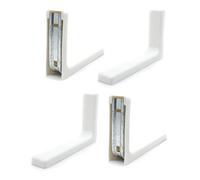 DOJA Barcelona | Escuadras para Estanterias Blancas | 4 Soporte Estanteria Pared | 115 x 78 mm | Escuadra Metalica con Tapa Plastico | Escuadras Resistentes para Banco de Trabajo, Soporte Libros...