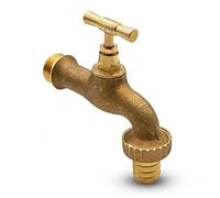 DOJA Barcelona | Grifo Jardin Laton | con Adaptador Manguera Exterior | 1/2"X3/4" | Herramientas Jardineria | para Jardin Vertical, Bidon Agua, Programador Riego Automatico, Filtro de Agua para Grifo