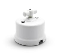 DOJA Barcelona Interruptor de luz de aspecto vintage, pack 1, retro, blanco, 10 A, cerámica, para pared