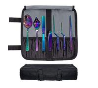 DOJA Barcelona | Kit Emplatar Chef | Color: Arcoiris | 7 Utensilios de Cocina Profesional | Pinzas, Cuchara Perforada, Pinzas Desespinar Pescado, Chef Art Pencil, Espatula | Set Emplatado Cocinero