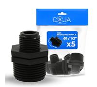 DOJA Barcelona Machon Roscado Plastico Doble Macho - Pack 5-1"x1/2" - Racor Roscado, Anticorrosión, Fácil de Colocar - Fitting Plástico, Racores Versátiles para Jardinería y Uso en Casa