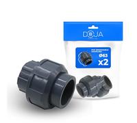 DOJA Barcelona Manguito Desmontable PVC - Pack 2 - Ø63mm Hembra - Fácil Instalación - Racor y Manguito PVC para de Agua y Riego, Versatilidad en Aplicaciones y Función Eficaz, Conector Union
